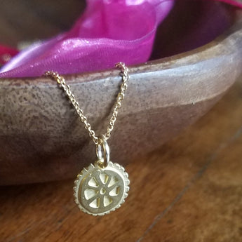 Cycling Chicks Gold Mini Wheel Necklace