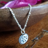 Mini Cycling Wheel Sterling Silver Necklace
