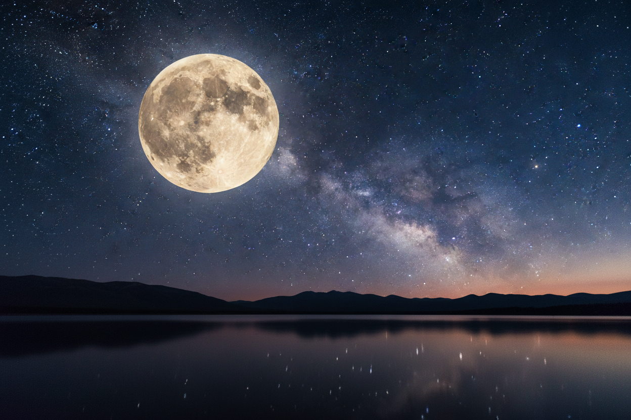 moon and stars at night