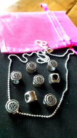 Mini Wheel Sterling Silver Bead Necklace