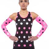 Polka Dot Cycling Chicks Hot Pink Arm Sleeves with SPF