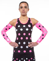 Polka Dot Cycling Chicks Hot Pink Arm Sleeves with SPF