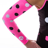 Polka Dot Cycling Chicks Hot Pink Arm Sleeves with SPF